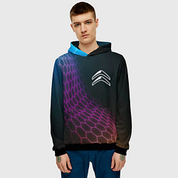 Толстовка-худи мужская Citroen neon hexagon, цвет: 3D-черный — фото 2