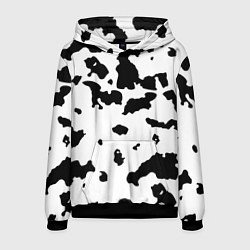 Толстовка-худи мужская Черно белый пятнистый узор, цвет: 3D-черный