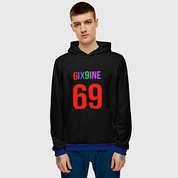 Толстовка-худи мужская 6ix9ine logo, цвет: 3D-синий — фото 2