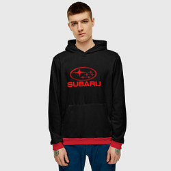 Толстовка-худи мужская Subaru red logo, цвет: 3D-красный — фото 2