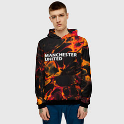 Толстовка-худи мужская Manchester United red lava, цвет: 3D-черный — фото 2