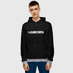Толстовка-худи мужская Samurai logo white, цвет: 3D-меланж — фото 2