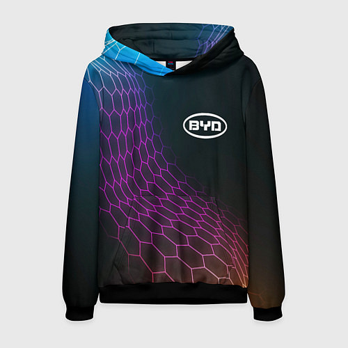 Мужская толстовка BYD neon hexagon / 3D-Черный – фото 1
