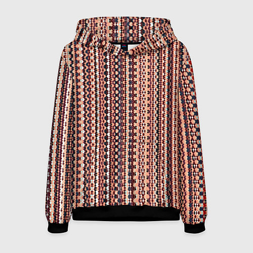 Мужская толстовка Персиковый узор в стиле жаккард / 3D-Черный – фото 1