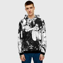 Толстовка-худи мужская Годжо против Сукуны - Магическая битва, цвет: 3D-черный — фото 2