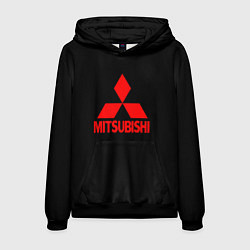 Толстовка-худи мужская Mitsubishi red logo, цвет: 3D-черный