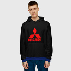 Толстовка-худи мужская Mitsubishi red logo, цвет: 3D-синий — фото 2