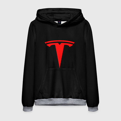 Мужская толстовка Tesla red logo / 3D-Меланж – фото 1