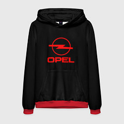 Толстовка-худи мужская Opel red logo auto, цвет: 3D-красный