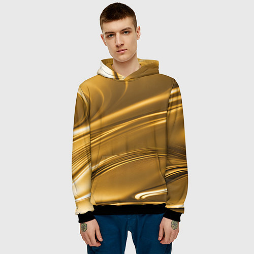Мужская толстовка Золотой сплав абстрактная текстура / 3D-Черный – фото 3