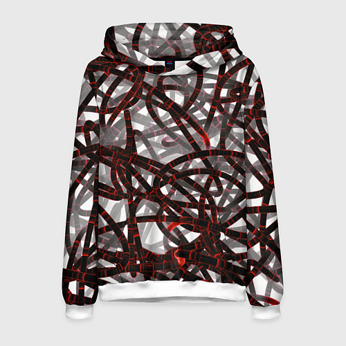 Мужская толстовка Красные энергетические кабели / 3D-Белый – фото 1