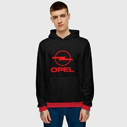 Толстовка-худи мужская Opel red logo auto, цвет: 3D-красный — фото 2