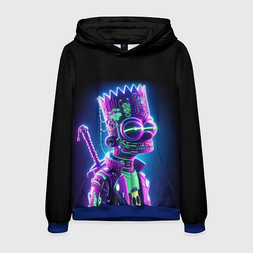 Мужская толстовка Bart Simpson cyber ninja - neon glow / 3D-Синий – фото 1