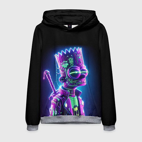 Мужская толстовка Bart Simpson cyber ninja - neon glow / 3D-Меланж – фото 1