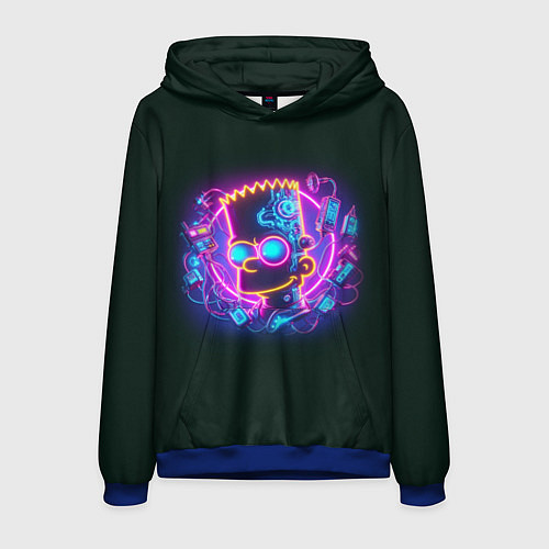 Мужская толстовка Neon Bart Simpson - cyberpunk fantasy / 3D-Синий – фото 1
