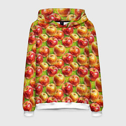 Толстовка-худи мужская Вкусные яблоки паттерн, цвет: 3D-белый
