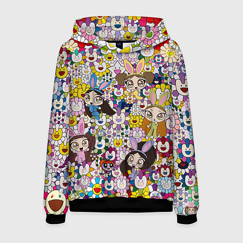 Мужская толстовка Right now NewJeans and Takashi Murakami / 3D-Черный – фото 1