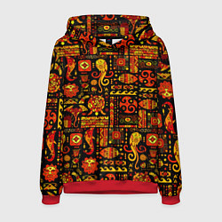 Толстовка-худи мужская Этнический орнамент - морские обитатели, цвет: 3D-красный