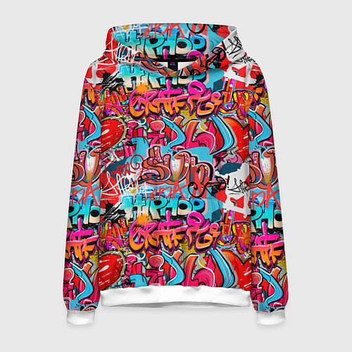 Мужская толстовка Hip hop graffiti pattern / 3D-Белый – фото 1