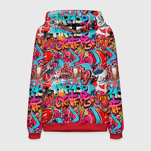 Мужская толстовка Hip hop graffiti pattern / 3D-Красный – фото 1