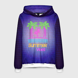 Мужская толстовка Неоновые пальмы и фламинго summer vibes