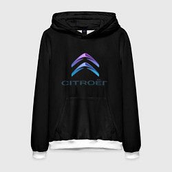 Толстовка-худи мужская Citroen logo neon, цвет: 3D-белый