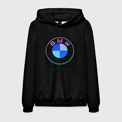 Толстовка-худи мужская BMW neon logo, цвет: 3D-черный