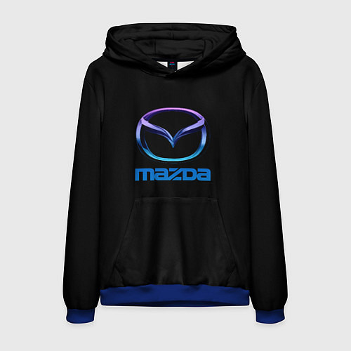 Мужская толстовка Mazda neon logo / 3D-Синий – фото 1