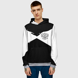 Толстовка-худи мужская Герб рф абстрактные краски, цвет: 3D-меланж — фото 2