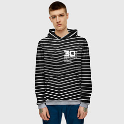 Толстовка-худи мужская Thirty Seconds to Mars pattern optic, цвет: 3D-меланж — фото 2