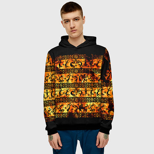 Мужская толстовка Кокопелли - танцы в огне / 3D-Черный – фото 3