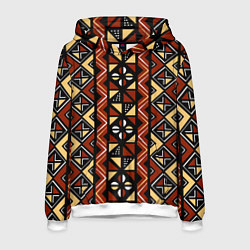 Толстовка-худи мужская Африканский мавританский орнамент, цвет: 3D-белый