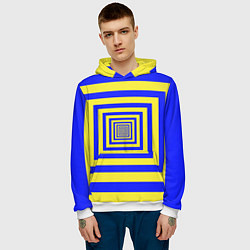 Толстовка-худи мужская Квадраты уходящие в даль, цвет: 3D-белый — фото 2