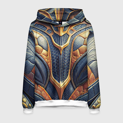 Мужская толстовка Темная кожаная броня с желтой оплеткой / 3D-Белый – фото 1