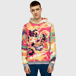 Толстовка-худи мужская The cat eats noodles, цвет: 3D-меланж — фото 2