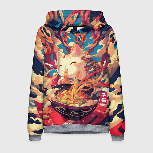 Мужская толстовка Cat and ramen / 3D-Меланж – фото 1