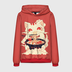Мужская толстовка Japanese cat eats ramen