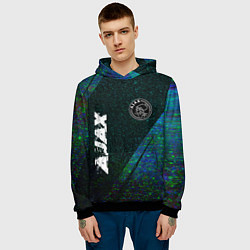 Толстовка-худи мужская Ajax glitch blue, цвет: 3D-черный — фото 2