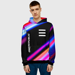 Толстовка-худи мужская OneRepublic neon rock lights, цвет: 3D-черный — фото 2