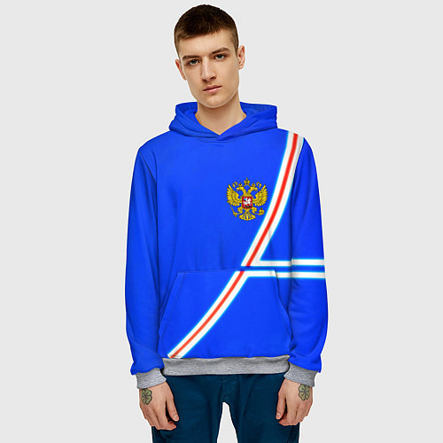 Мужская толстовка Россия спорт текстура / 3D-Меланж – фото 3