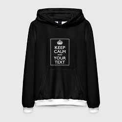 Толстовка-худи мужская Keep calm and text, цвет: 3D-белый