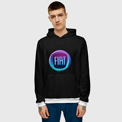 Толстовка-худи мужская FIAT logo neon, цвет: 3D-белый — фото 2