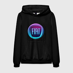 Толстовка-худи мужская FIAT logo neon, цвет: 3D-черный