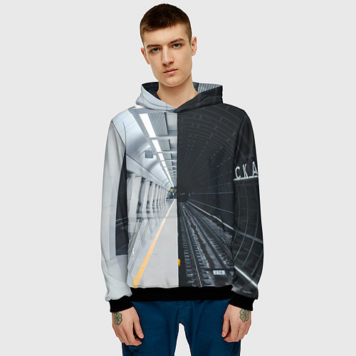 Мужская толстовка Метро Москвы / 3D-Черный – фото 3