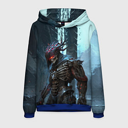 Толстовка-худи мужская Кибернетический скелет-воин, цвет: 3D-синий