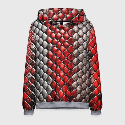 Мужская толстовка Змеиная объемная текстурная красная шкура / 3D-Меланж – фото 1