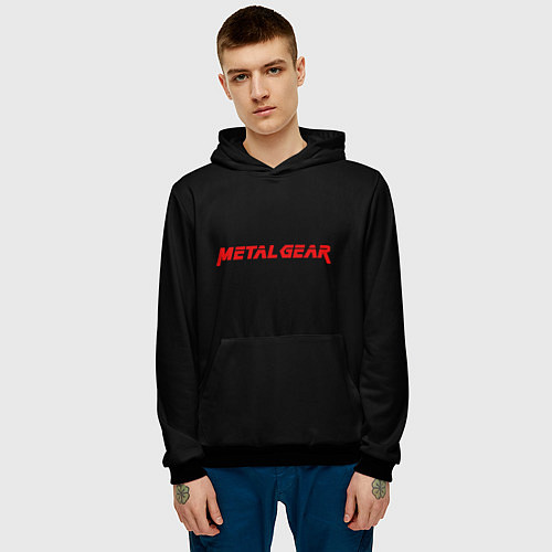 Мужская толстовка Metal gear red logo / 3D-Черный – фото 3