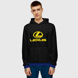 Толстовка-худи мужская Lexus yellow logo, цвет: 3D-синий — фото 2