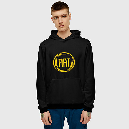Мужская толстовка FIAT logo yelow / 3D-Черный – фото 3