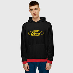 Толстовка-худи мужская Ford logo yellow, цвет: 3D-красный — фото 2